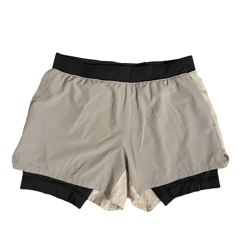 Abercrombie & Fitch YPB Run Light Grey‎ Black Lined Athletic Shorts Size Small